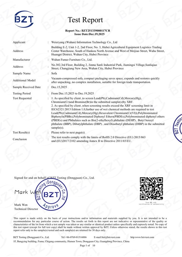 CE / RoHS Test Report - Sofa preview
